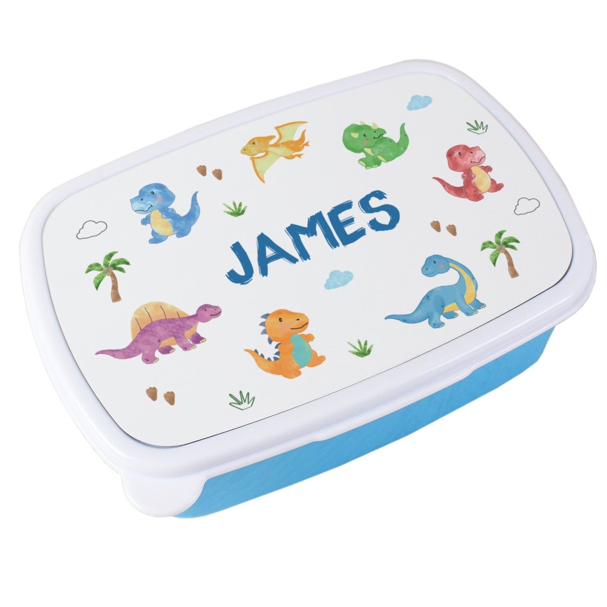 Personalised Dinosaur Name Only Blue Lunch Box - I Want That Present