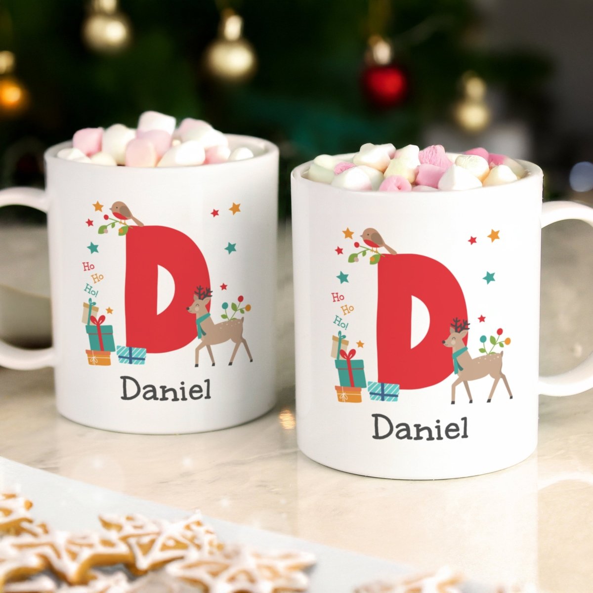 Personalised Initial Reindeer Christmas Plastic Mug - I Want That Present