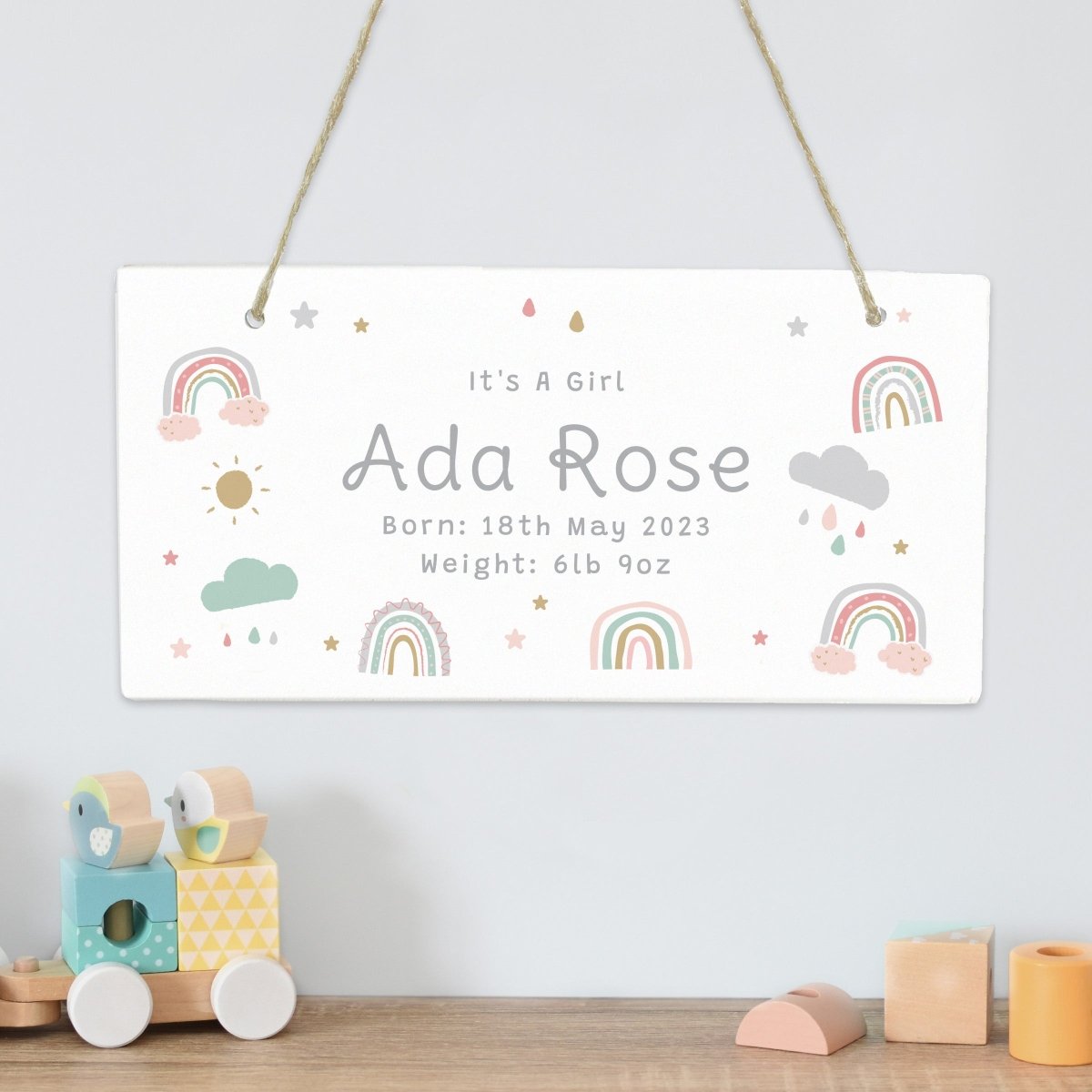 Personalised Rainbow Wooden Sign - I Want That Present