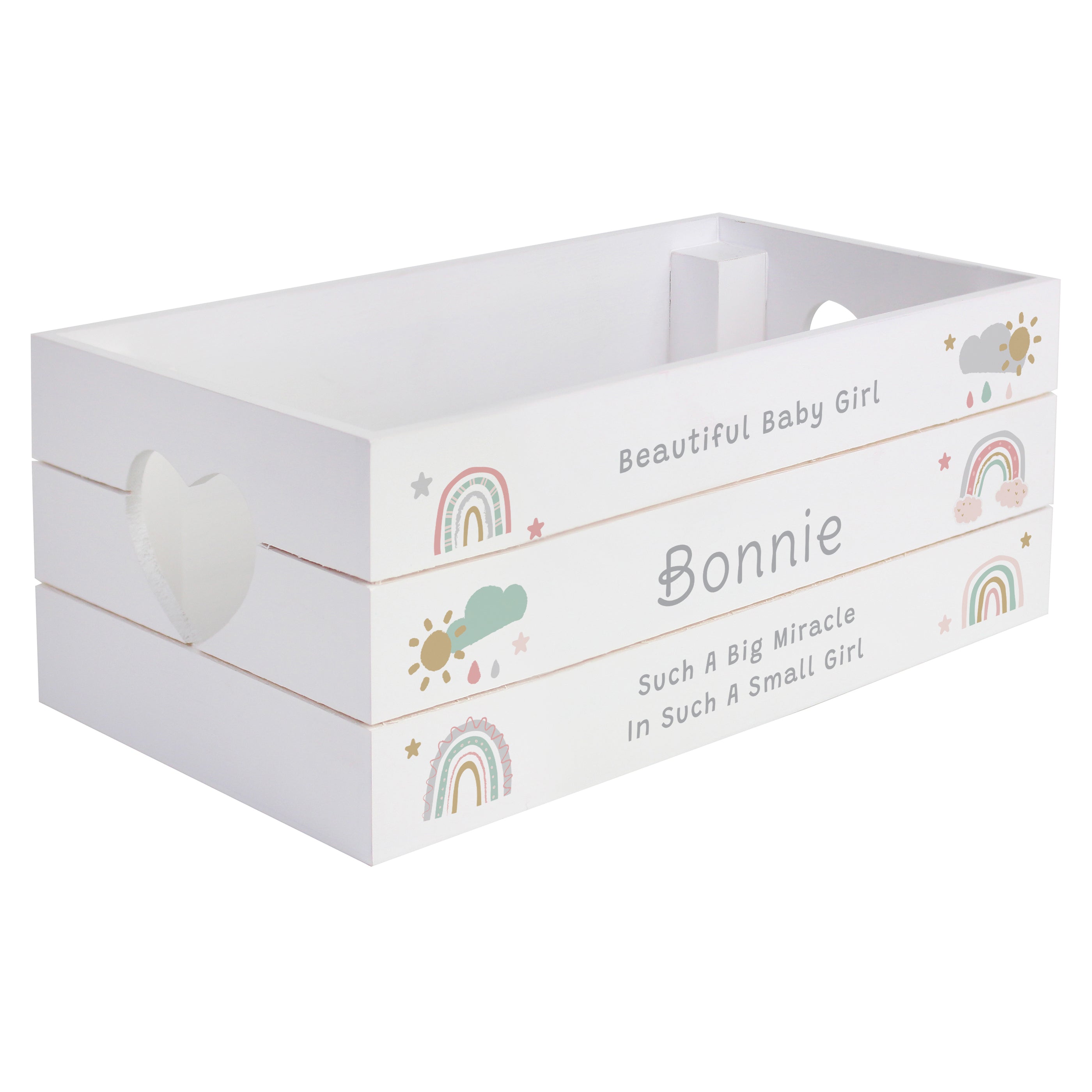 Personalised Personalised Rainbow White Wooden Crate