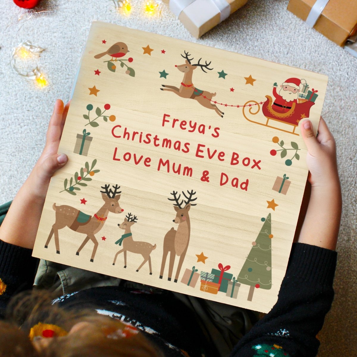 Personalised Santa & Reindeer Christmas Eve Box - I Want That Present