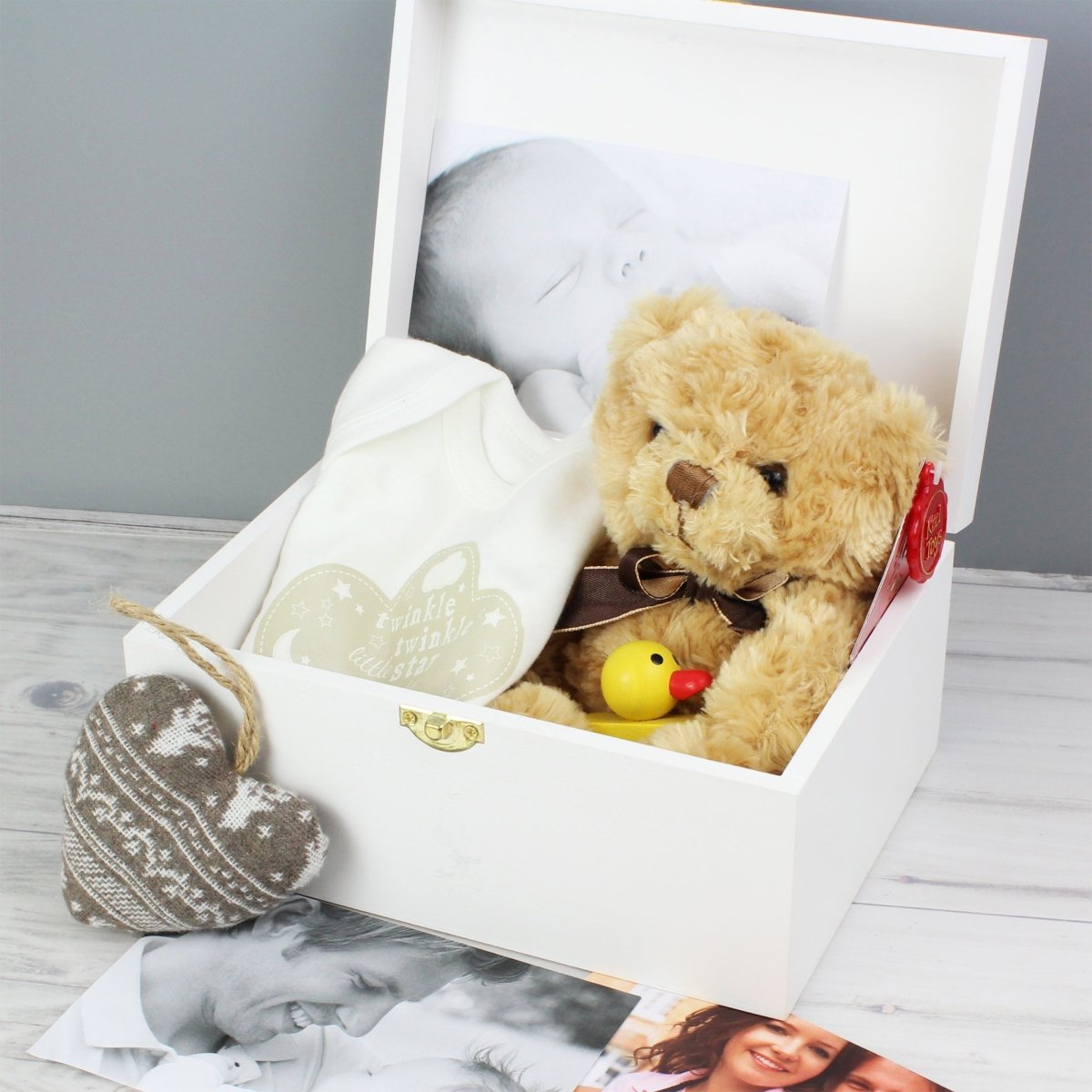 Personalised Twinkle Twinkle White Wooden Keepsake Box - I Want That Present