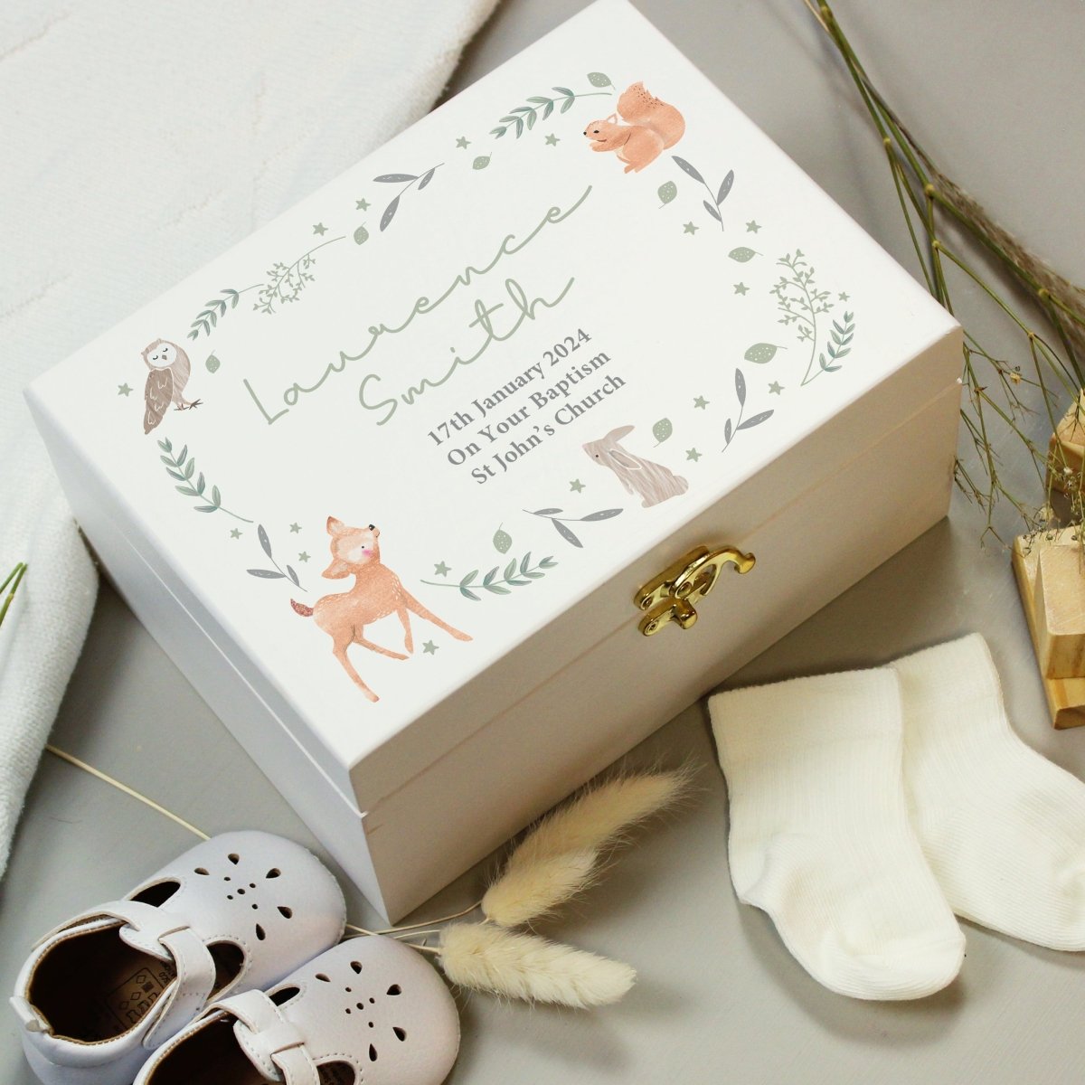 Personalised Woodland Animal Wooden Keepsake Box - I Want That Present