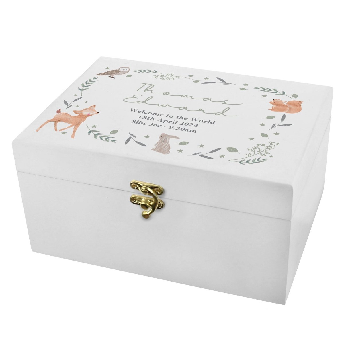 Personalised Woodland Animal Wooden Keepsake Box - I Want That Present