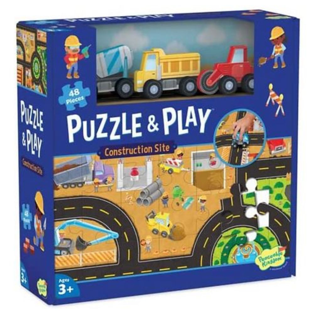 Peaceable Kingdom Puzzle & Play Construction Site - I Want That Present