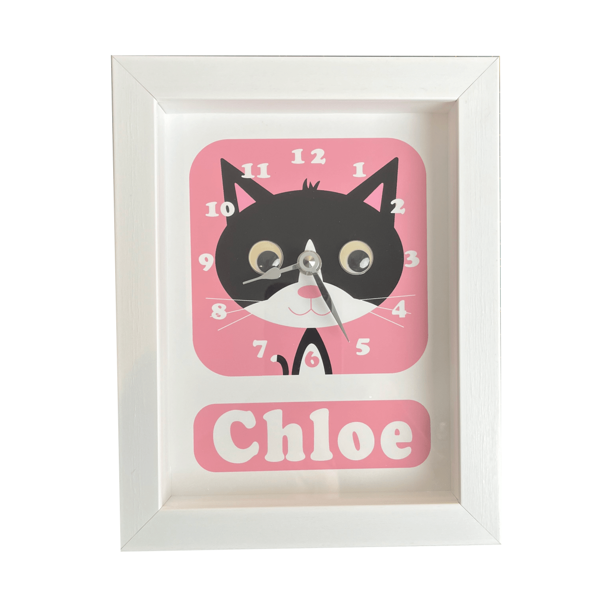 Stripey Cats CAT Personalised Clock - Personalised with CHLOE - I Want That Present