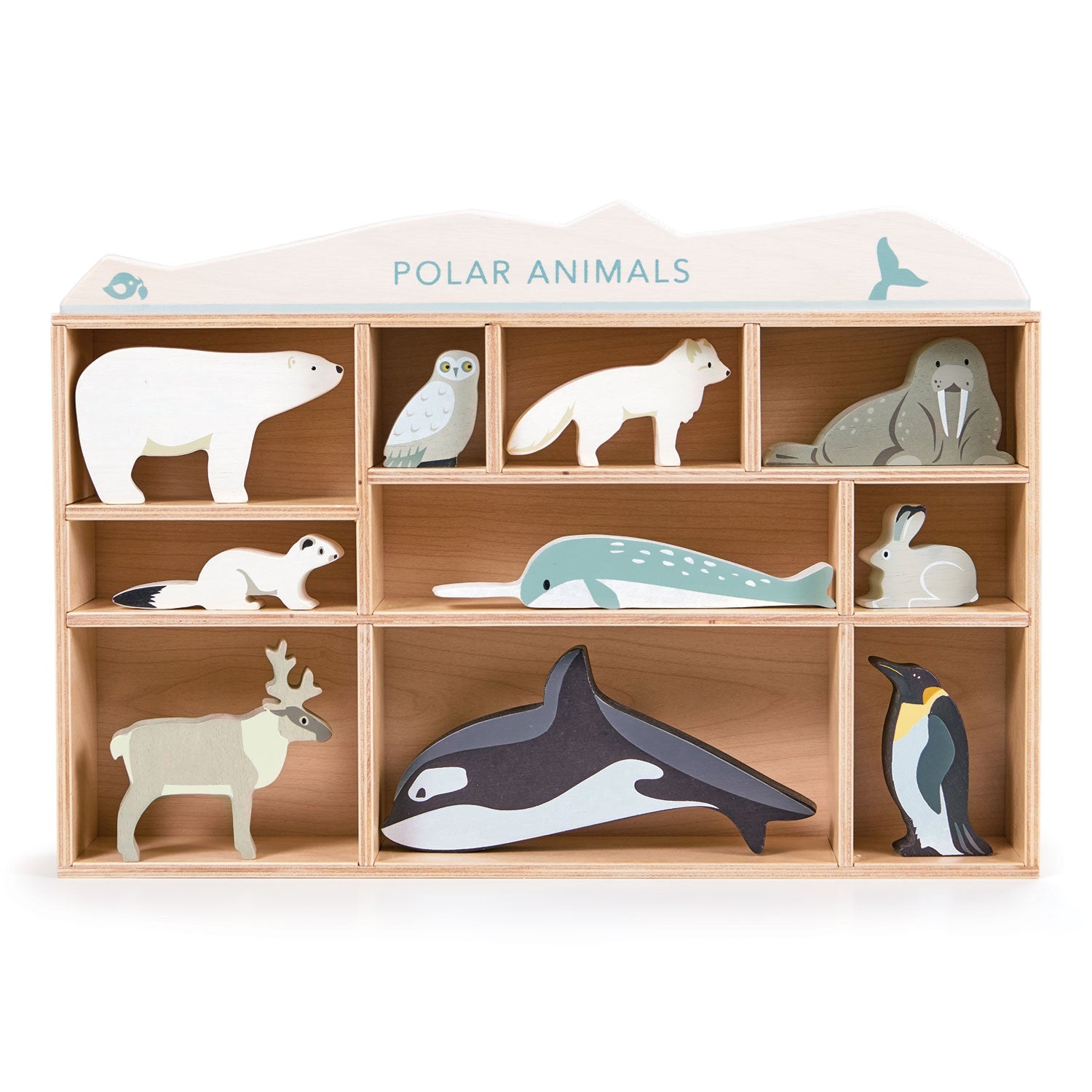 tender leaf toys collection of polar animals in a shelf box