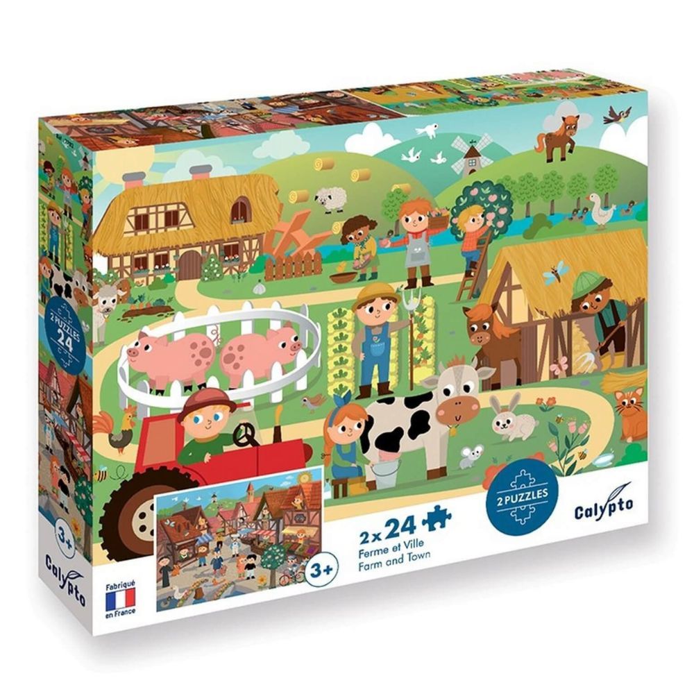 Farm & Town Jigsaw Puzzle - 2 x 24 Pieces by Calypto