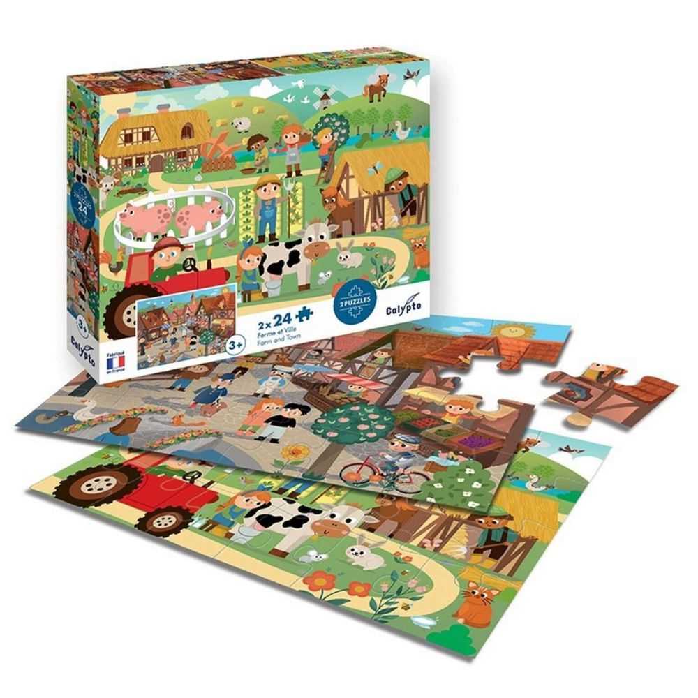 Farm & Town Jigsaw Puzzle - 2 x 24 Pieces by Calypto