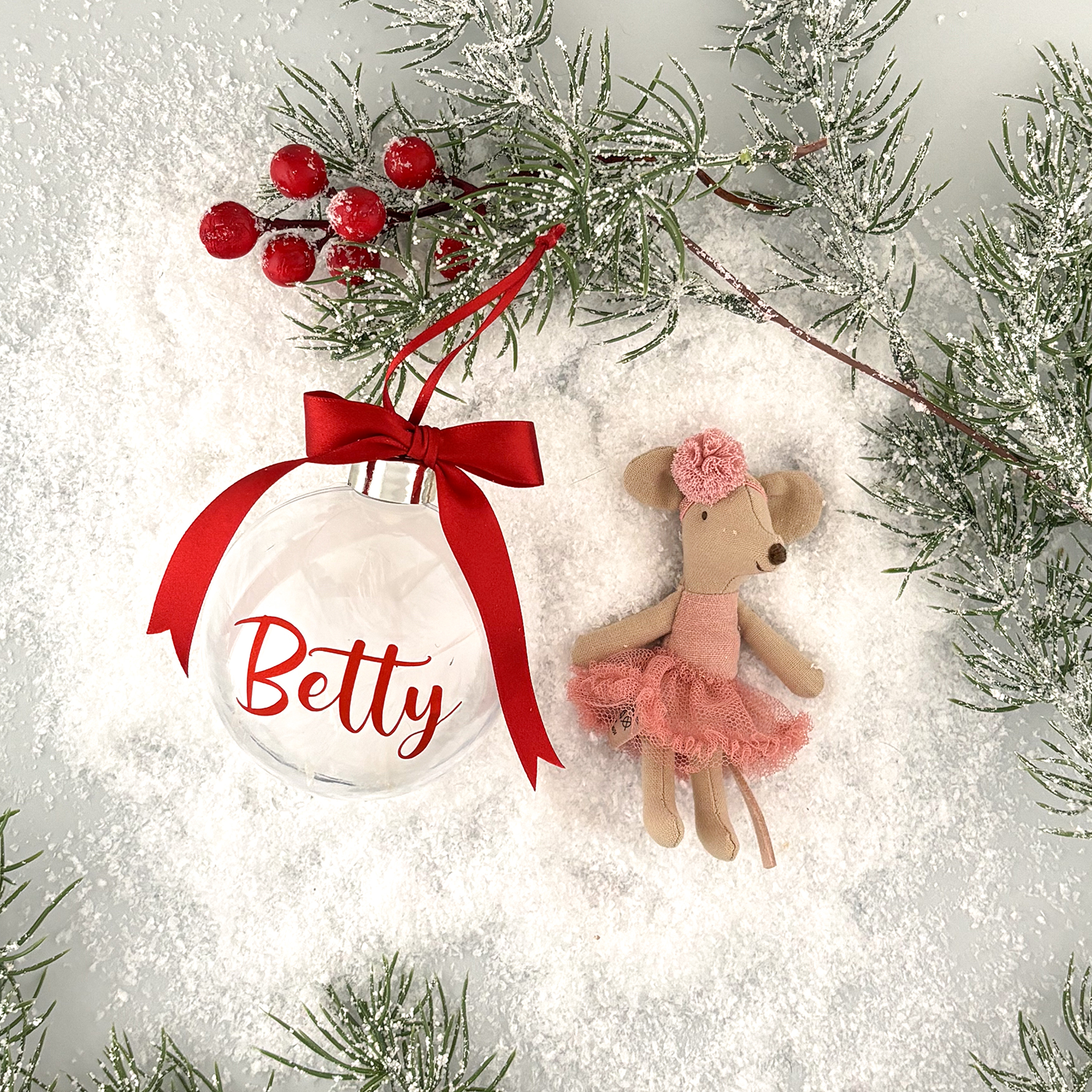 Personalised Christmas Bauble - Maileg Ballerina - Red