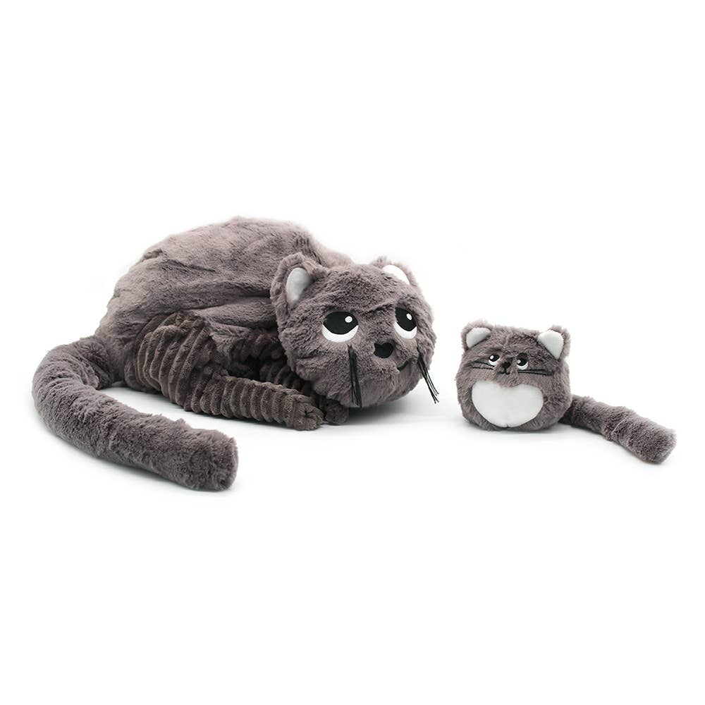 Les Ptipotos Charlie the Cat Mum & Baby Grey - I Want That Present