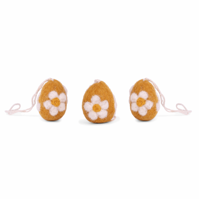 En Gry & Sif Felt Mini Eggs - Ochre - Set of 3 - I Want That Present