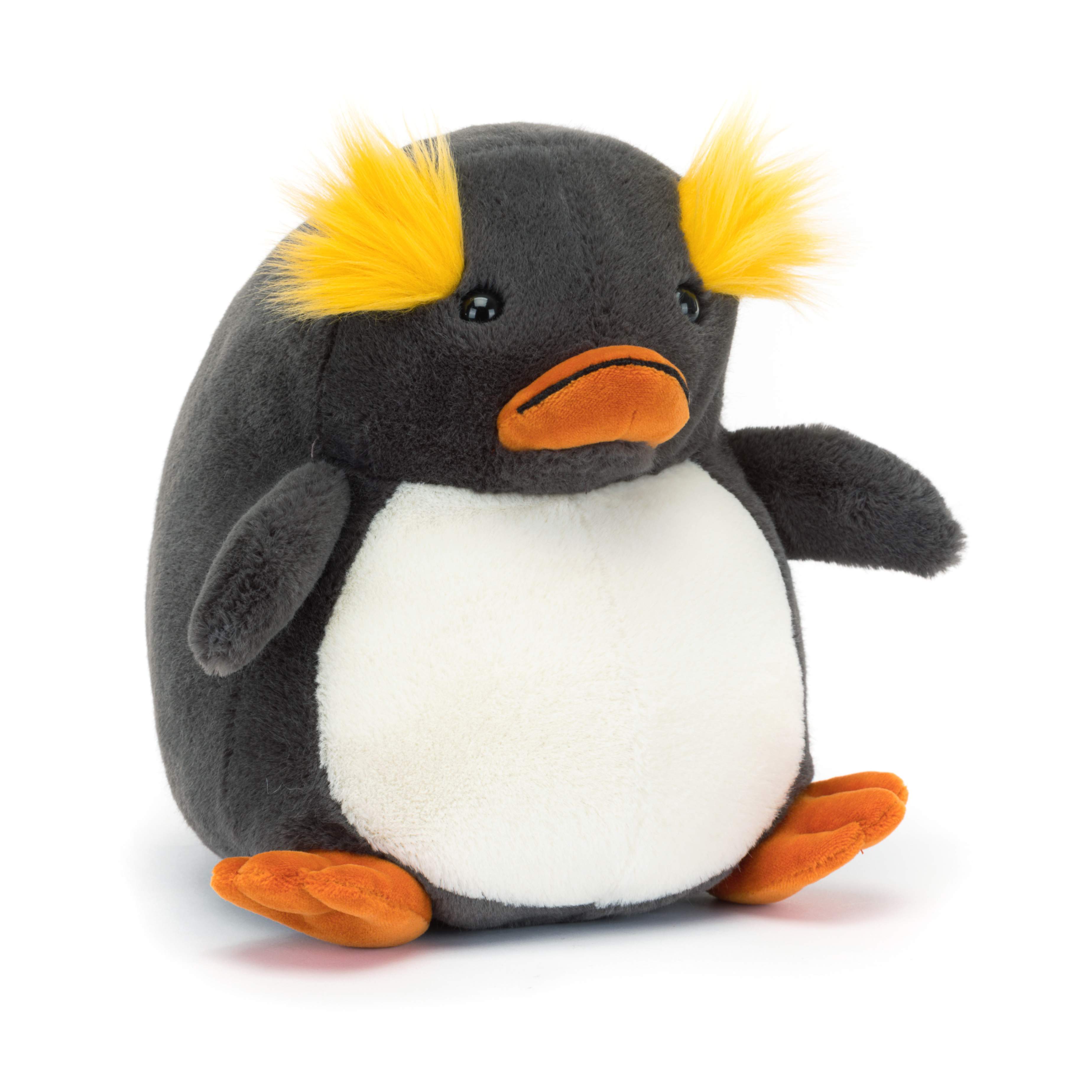 jellycat maurice macaroni penguin with yellow tufty eyebrows
