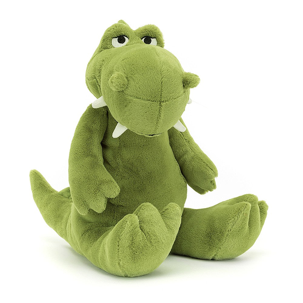 Jellycat green dinosaur with goofy teeth