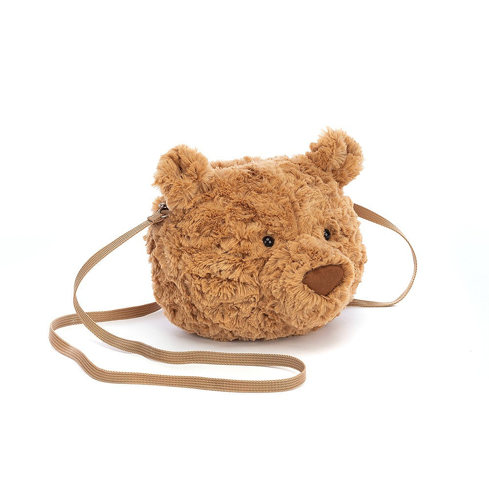 Bartholomew Brown bear head bag by jellycat