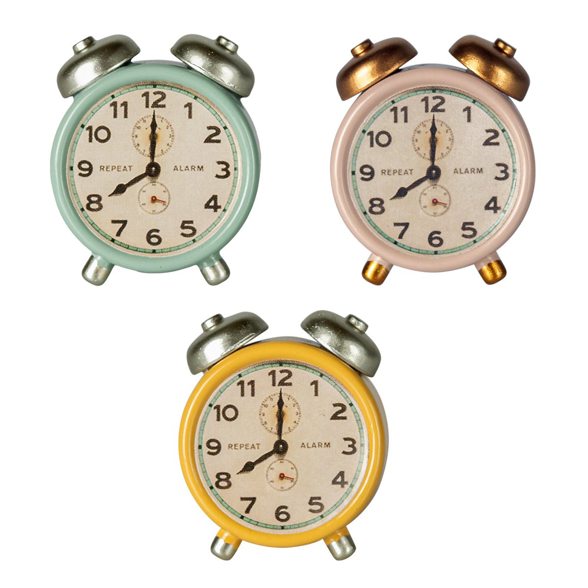 Maileg Alarm clock, Mouse - Powder, Mint or Yellow - I Want That Present