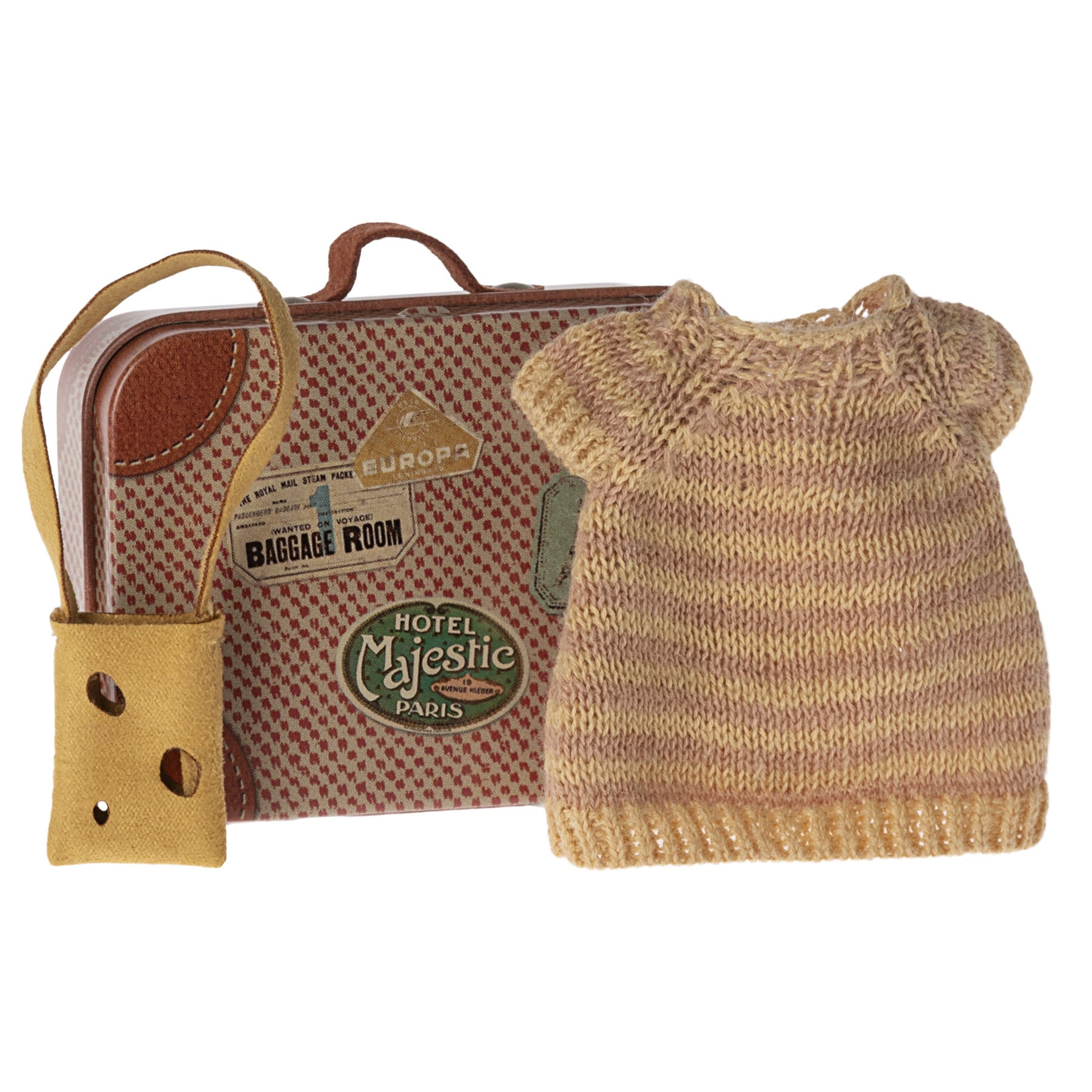 Maileg Knitted Dress and Bag in Suitcase, Big Sister Mouse