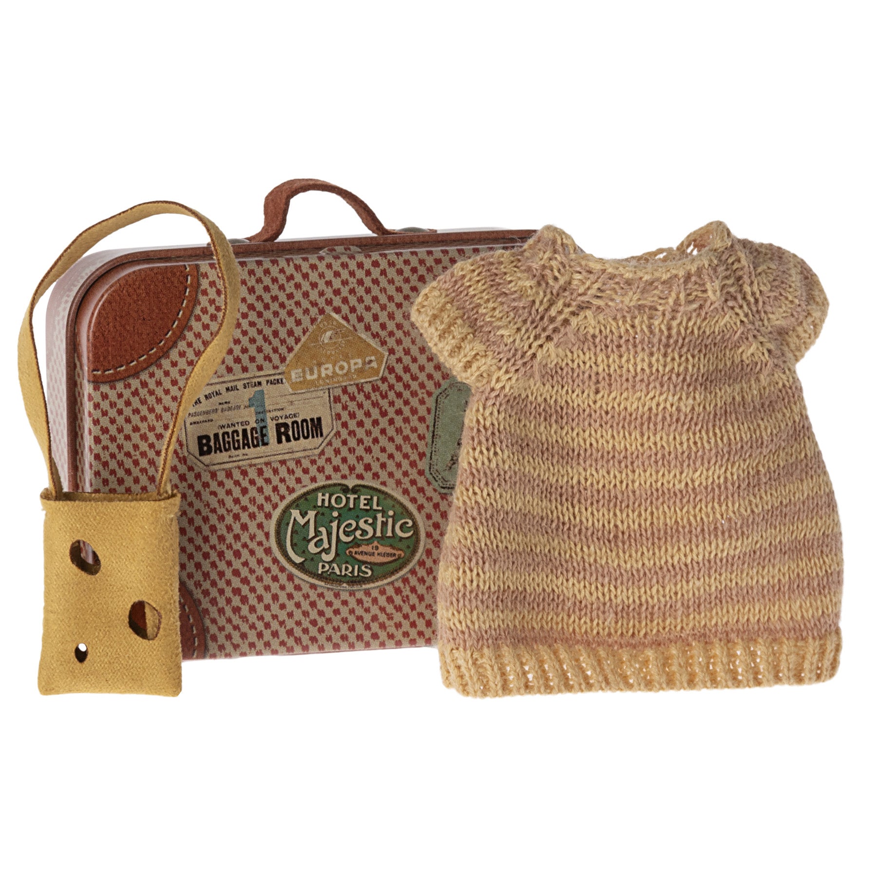 Maileg Knitted Dress and Bag in Suitcase, Big Sister Mouse - Discounted