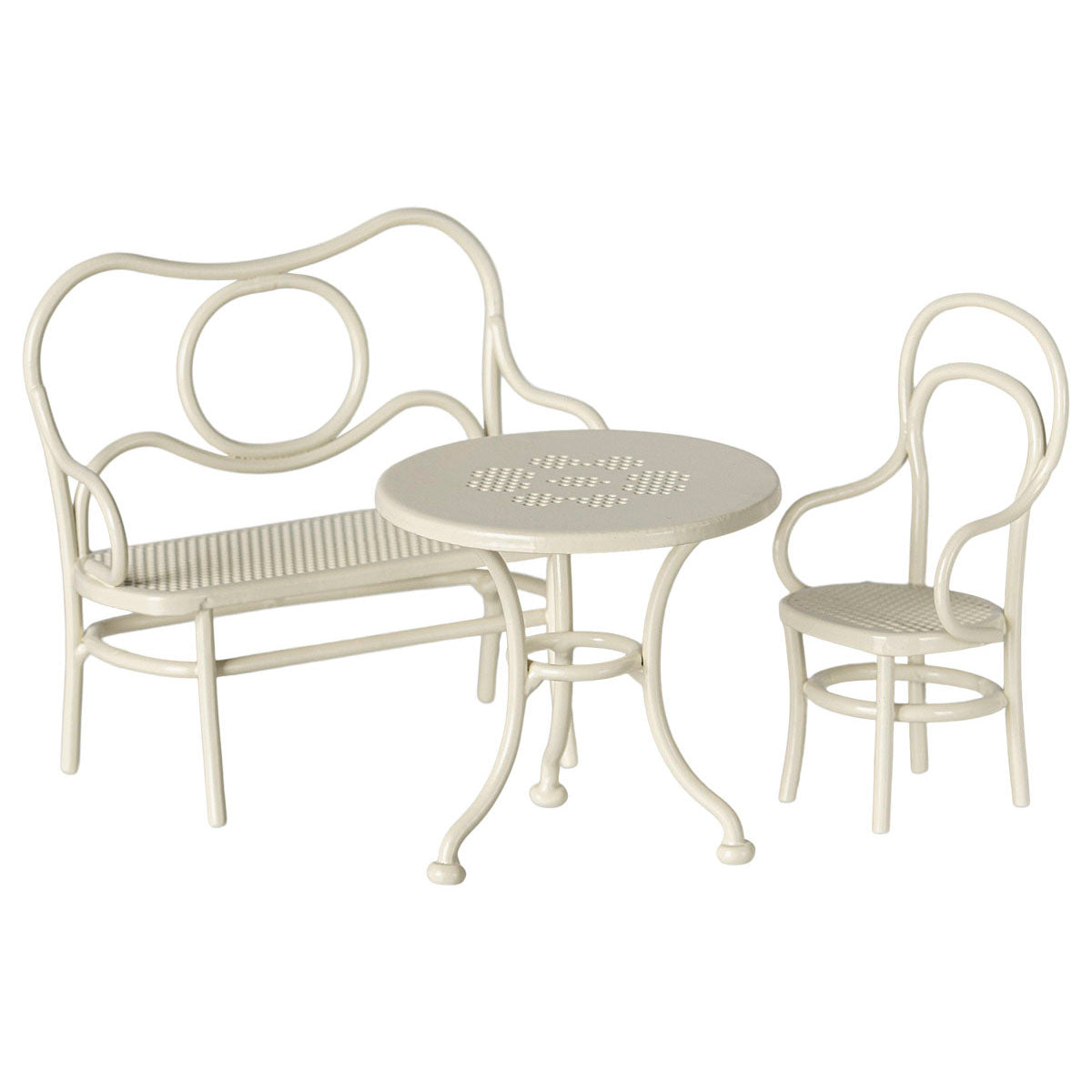 maileg metal table, bench & chair
