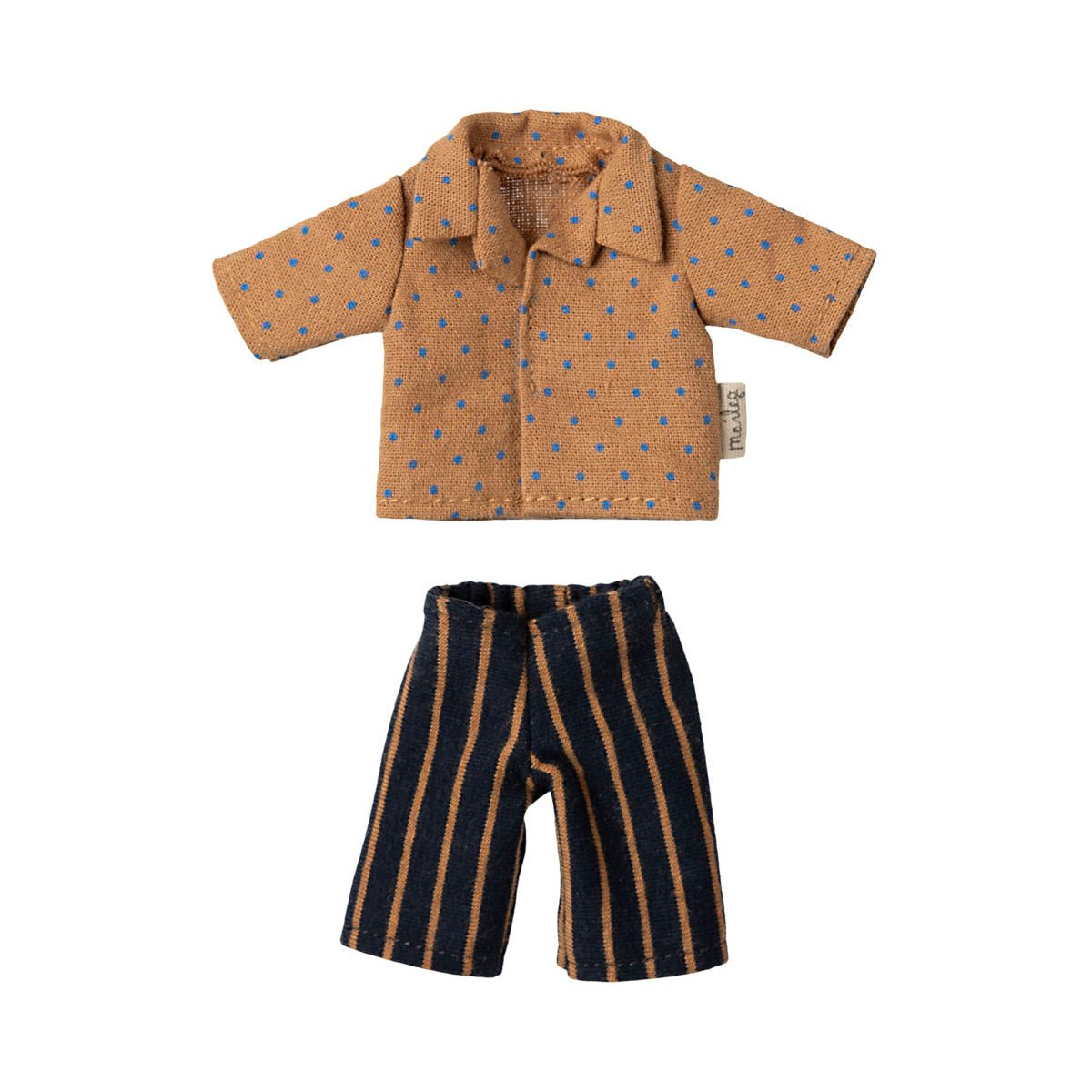 Maileg Maileg Dad Mouse Clothes - Yellow Shirt & Stripe Trousers - I Want That Present