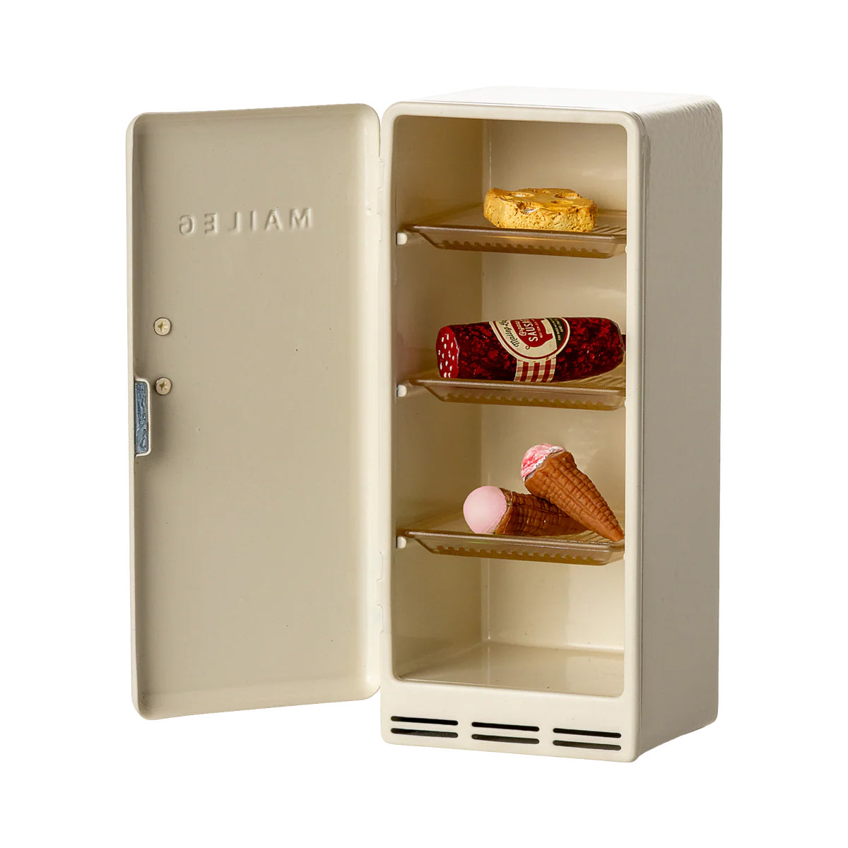 Maileg Fridge, Mouse - Off white Metal