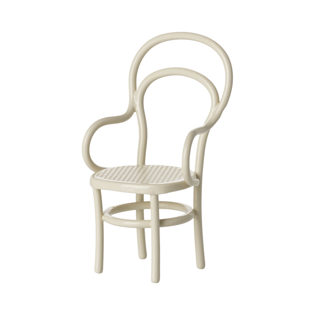 childrens dollshouse White chair with a minimalist design on a white background
