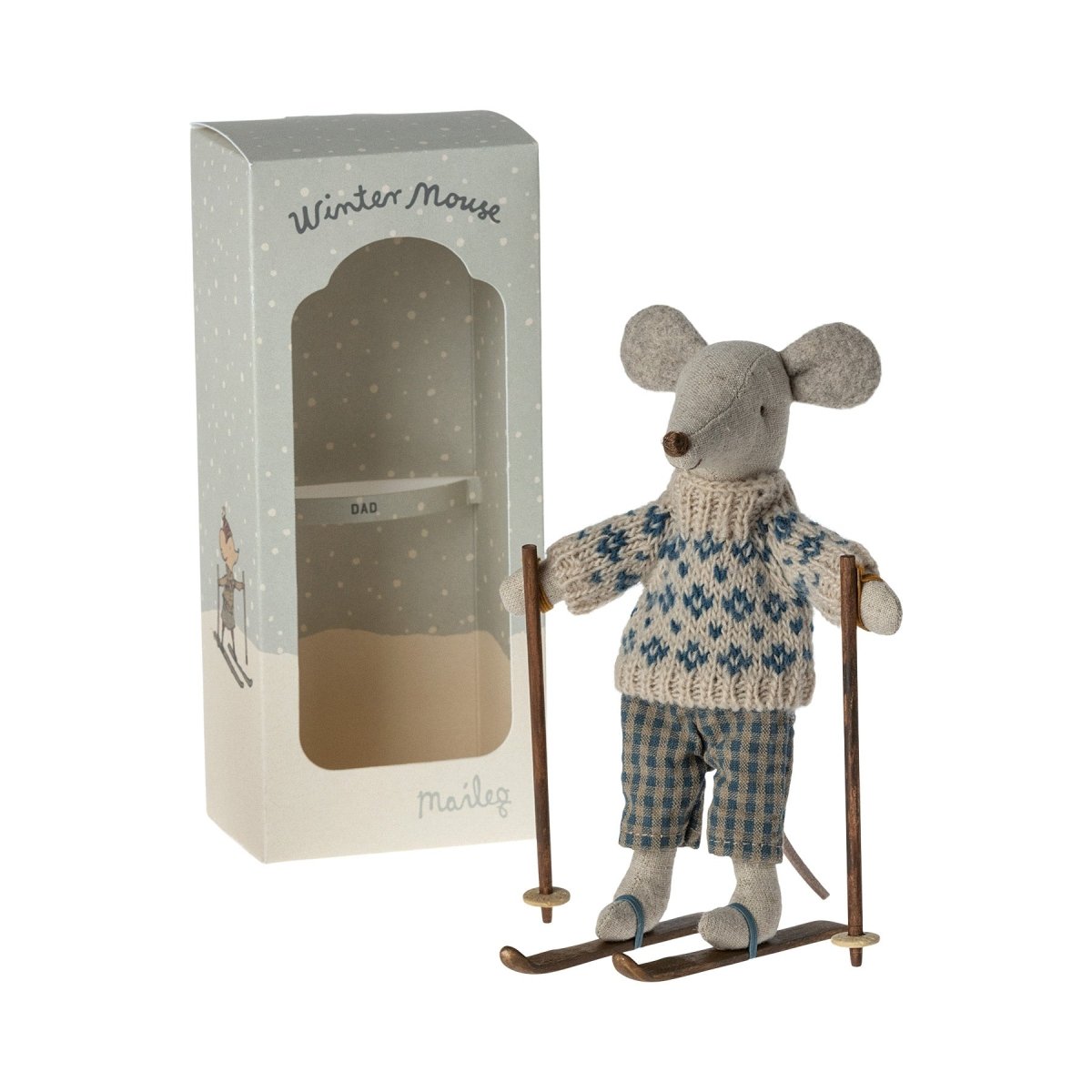 Maileg Winter Ski Mouse, Dad - I Want That Present