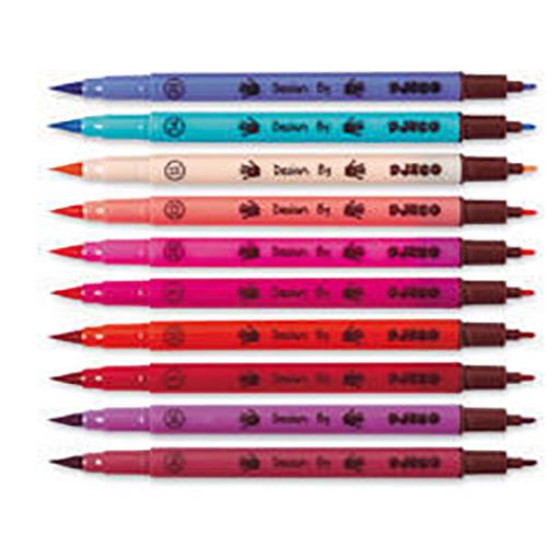 Djeco 10 Double-ended Felt Tip Pens - Pinks