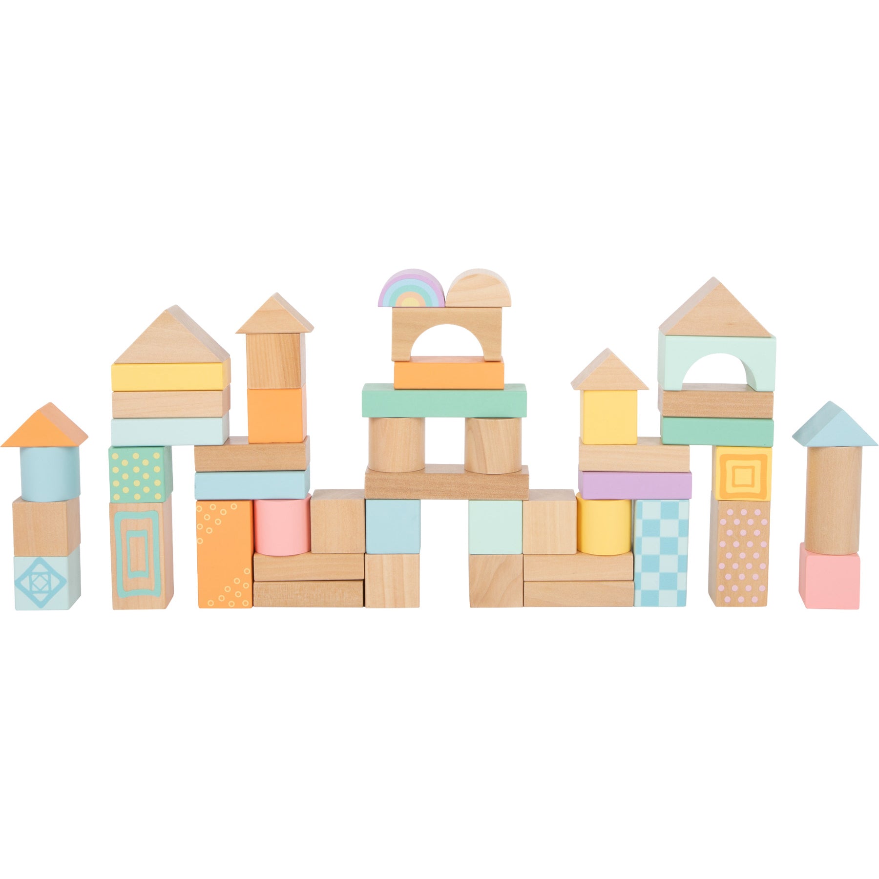 small foot building  block set in pastel colours