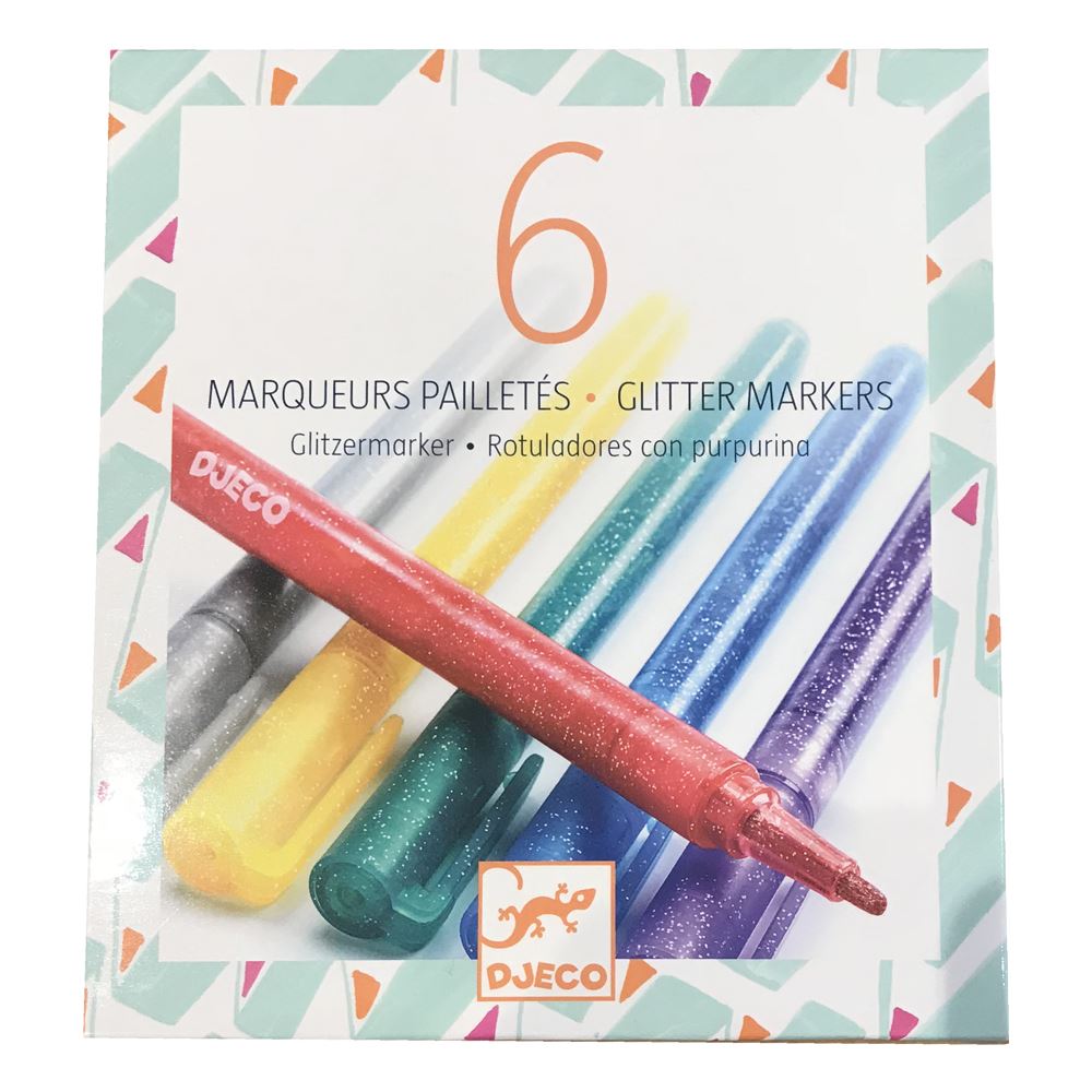 Djeco 6 Glitter Markers - I Want That Present