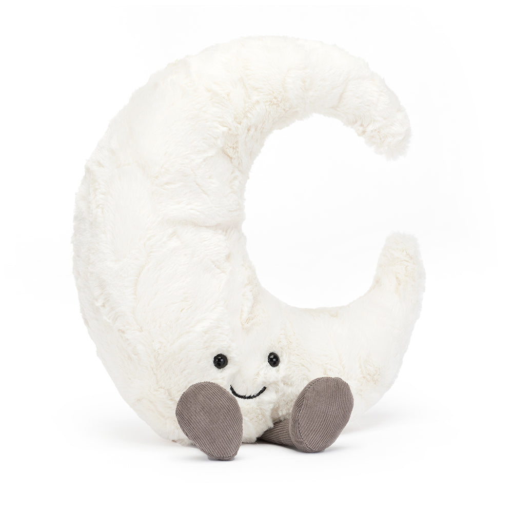 Jellycat Amuseable white moon with a cute face and little grey legs- A2MOON