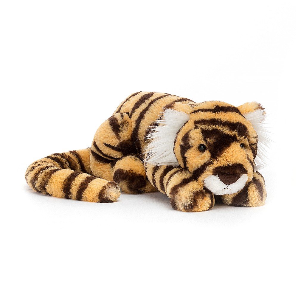 jellycat small stripe tiger with his face in his paws
