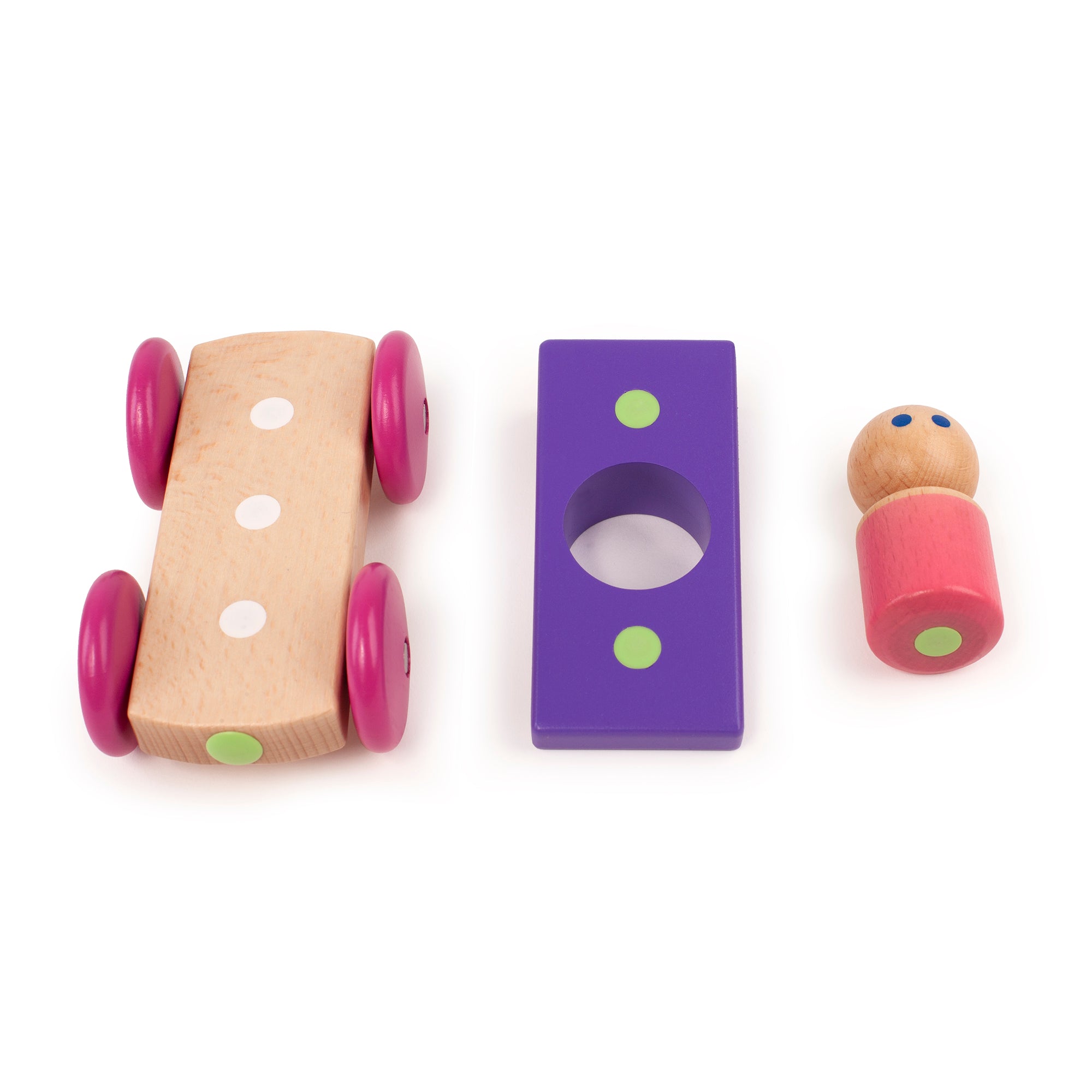 Tegu Magnetic Purple Racer Building Blocks (3 Pieces)