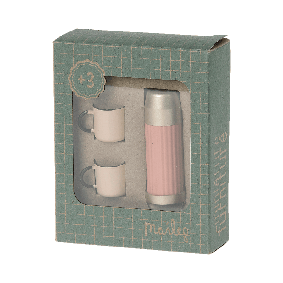 Maileg Miniature Thermos Flask and Cups, Pink - PREORDER - due November - I Want That Present