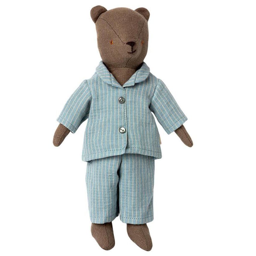 Maileg Teddy Dad Clothes, Blue Pyjamas - I Want That Present