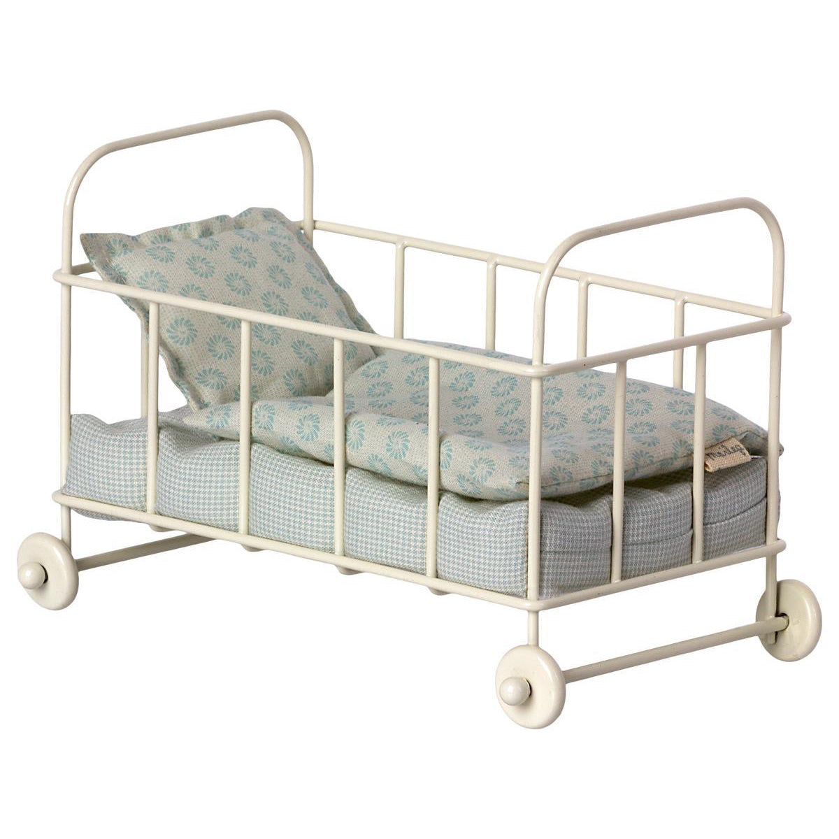 Maileg Micro White Cot Bed - Blue