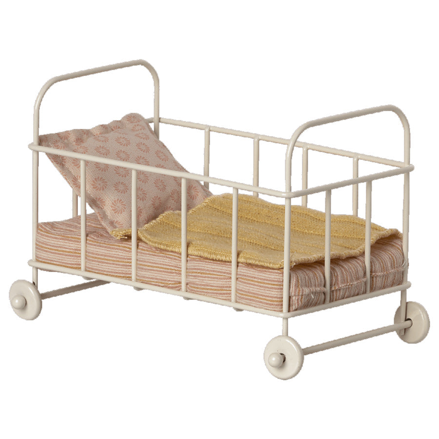 Maileg Micro White Cot Bed - Floral - Discontinued