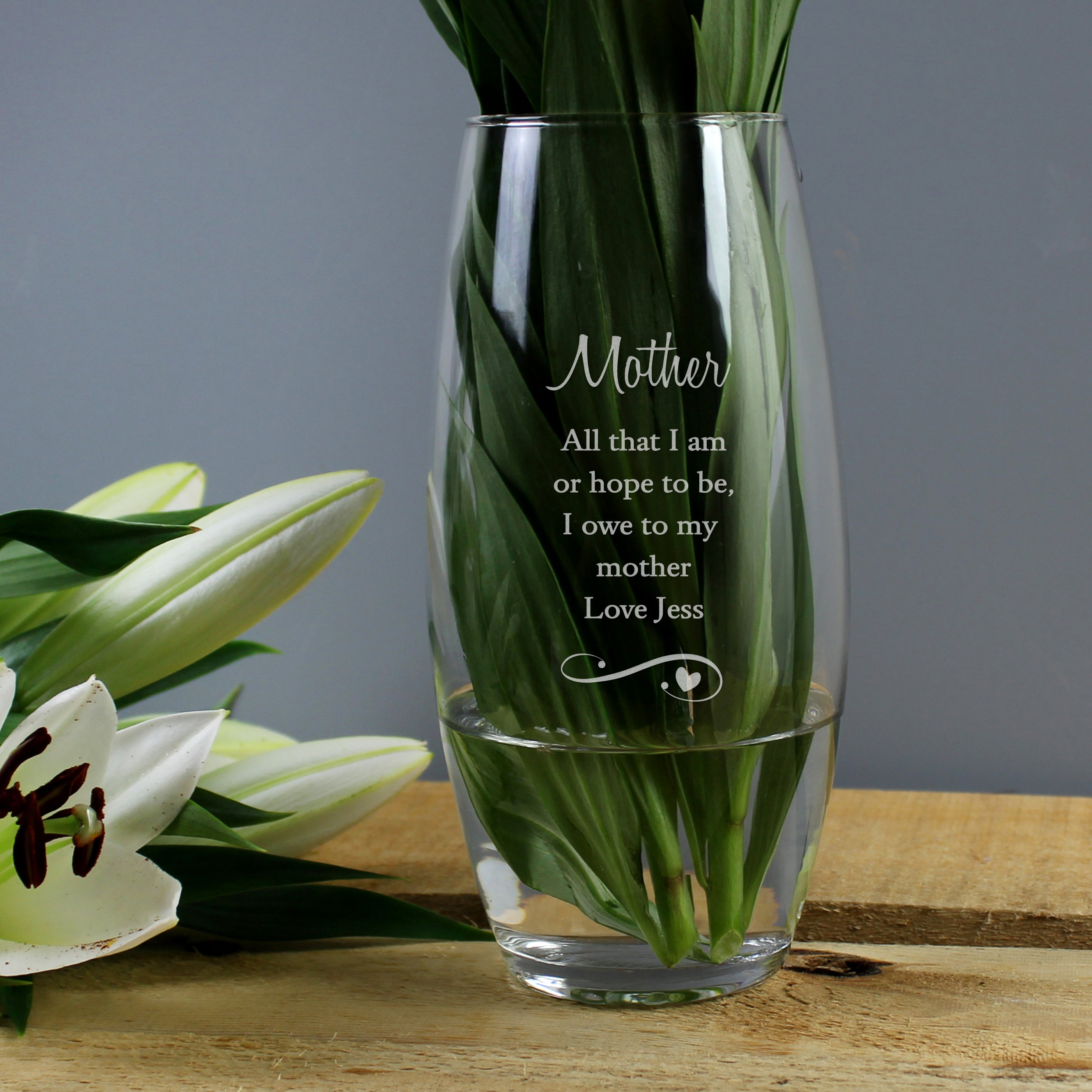 Personalised Swirls and Hearts Bullet Vase