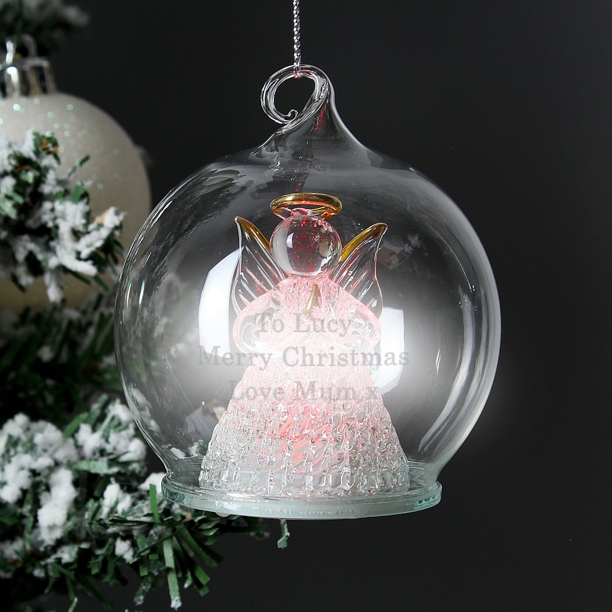 Personalised Christmas Message LED Angel Bauble - I Want That Present