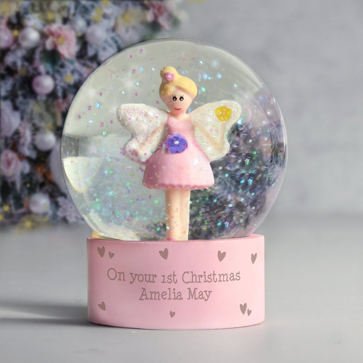 Personalised Message Fairy Snow Globe - I Want That Present