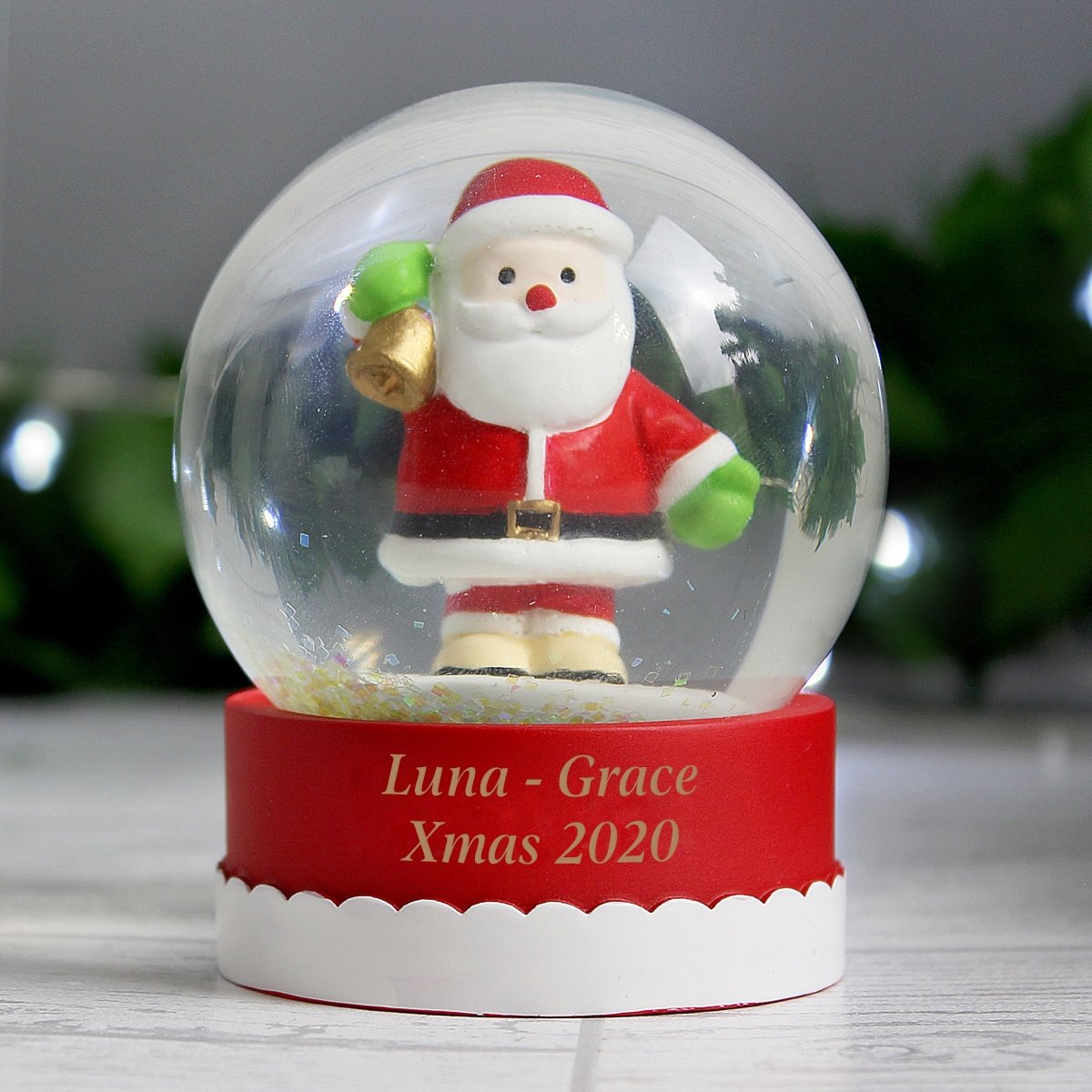 Personalised Message Santa Snow Globe - I Want That Present