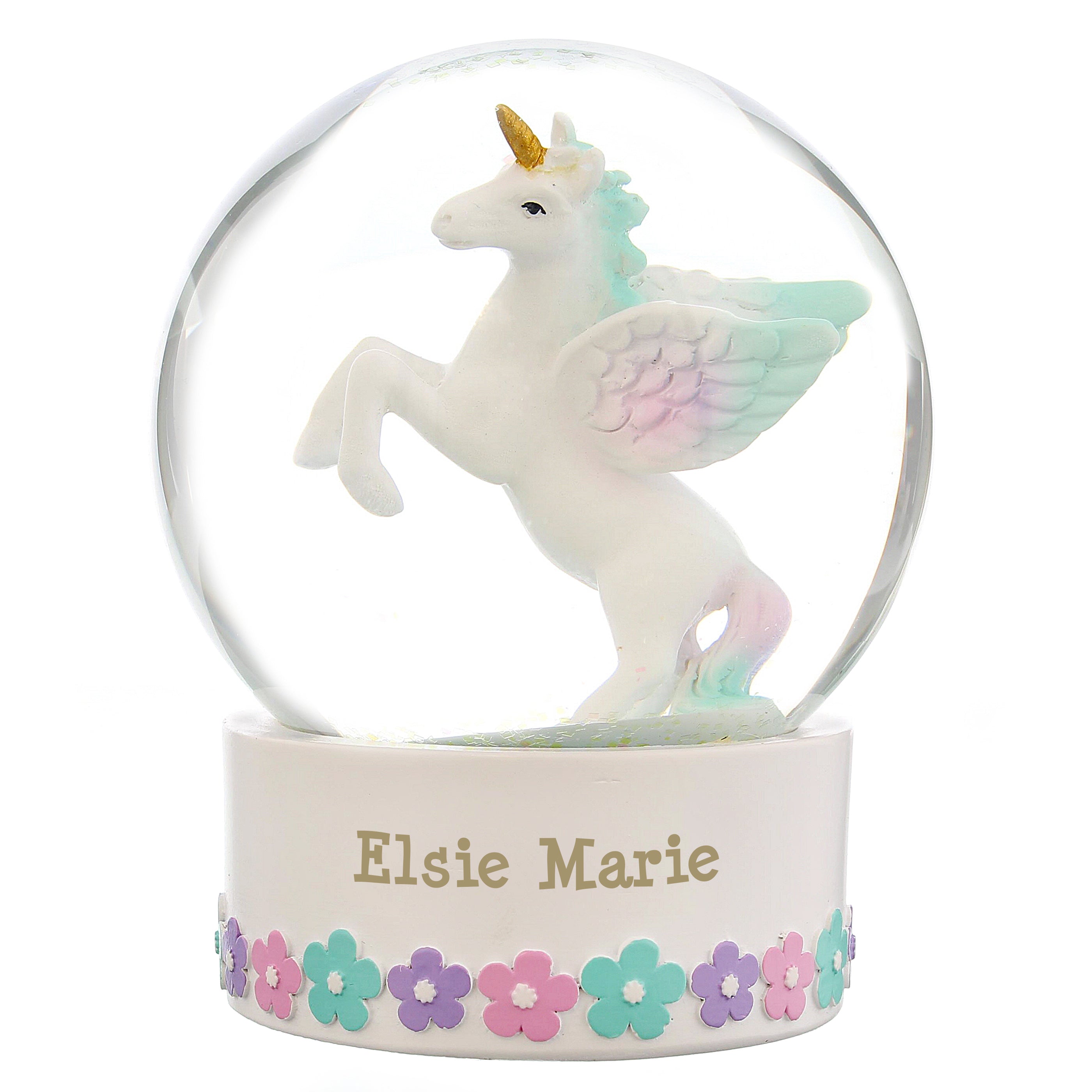 Personalised Name Unicorn Snow Globe