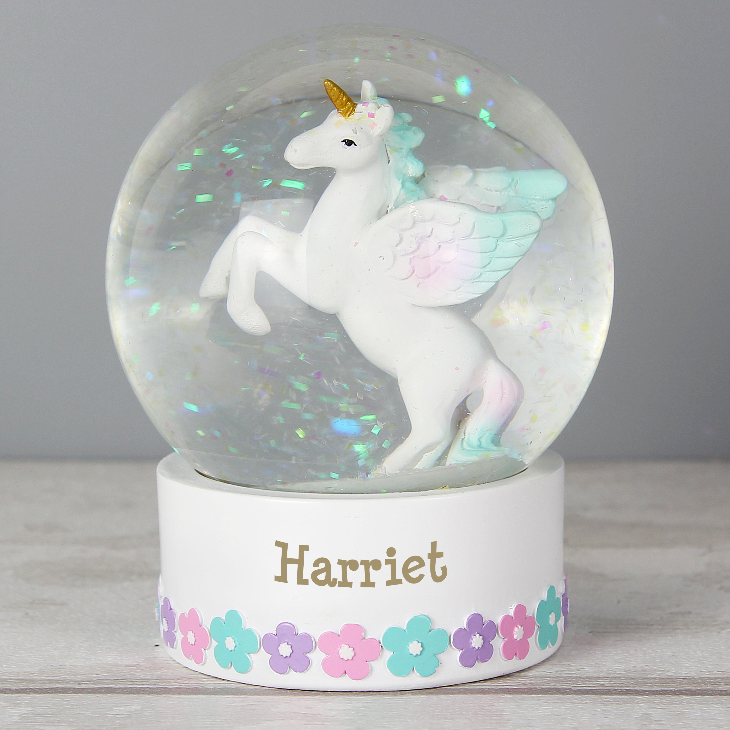 Personalised Name Unicorn Snow Globe