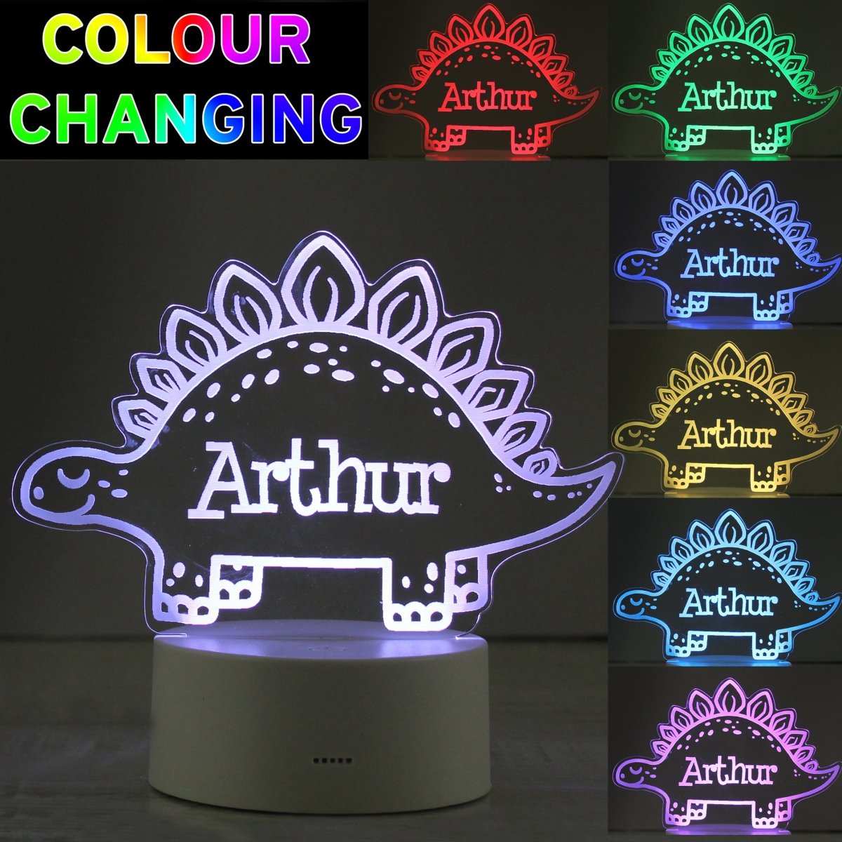 Personalised Dinosaur LED Colour Changing Night Light - I Want That Present