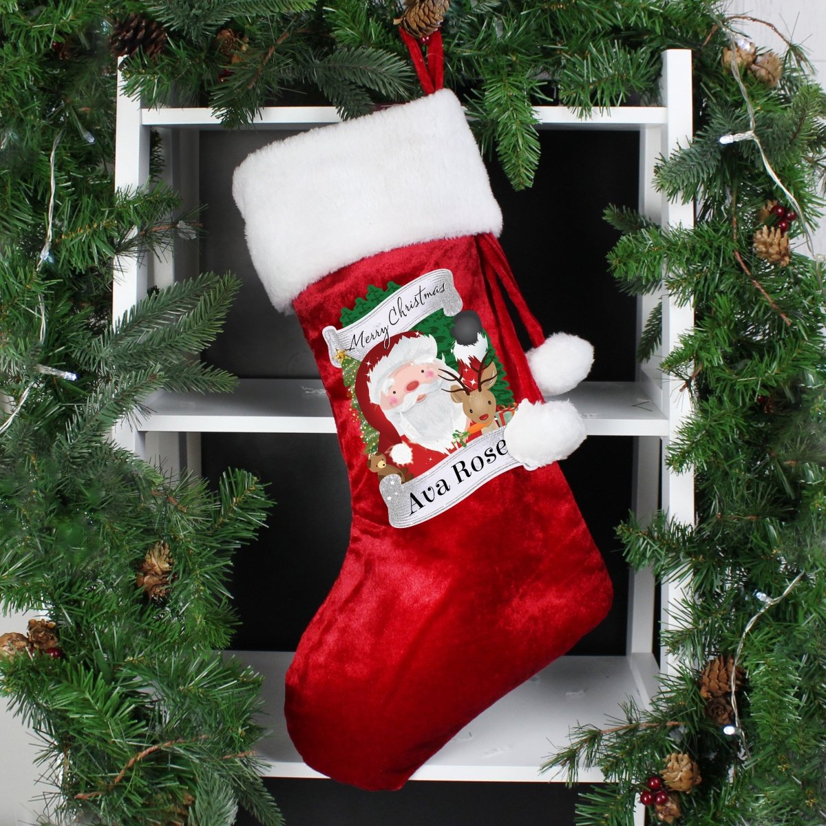 Personalised Red Christmas Santa Stocking - I Want That Present