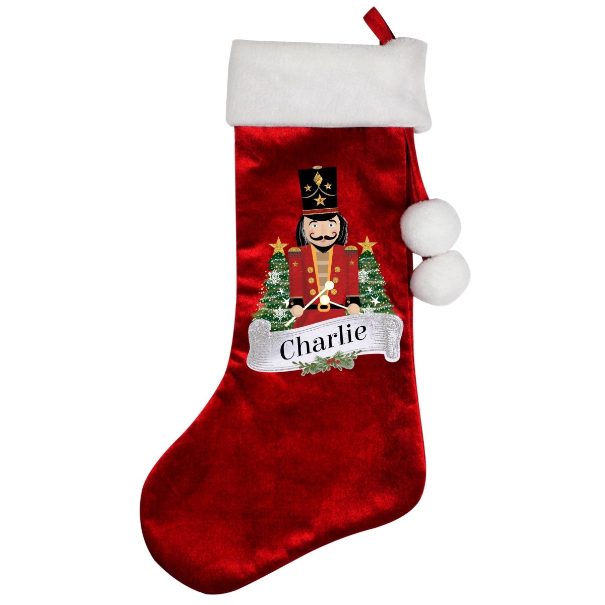 Personalised Red Nutcracker Stocking - I Want That Present