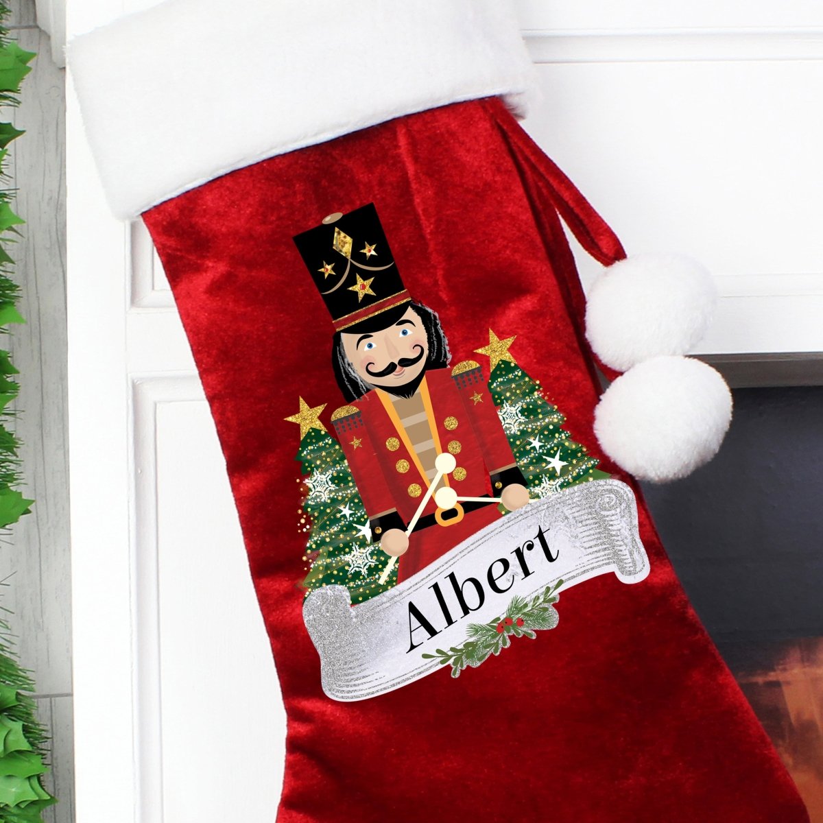 Personalised Red Nutcracker Stocking - I Want That Present