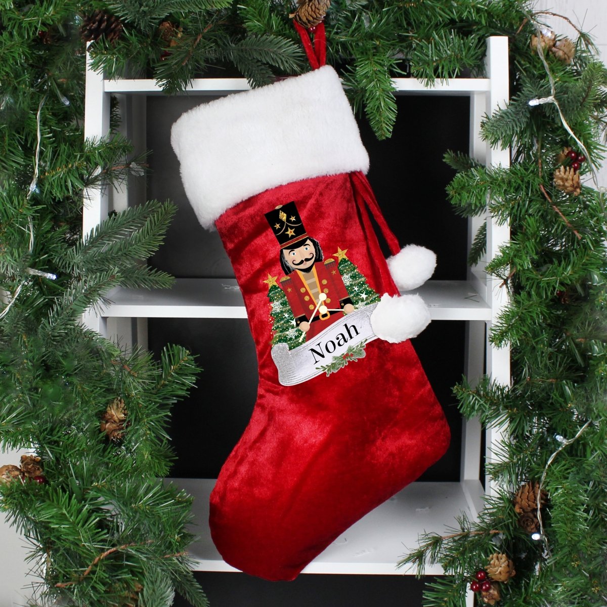 Personalised Red Nutcracker Stocking - I Want That Present