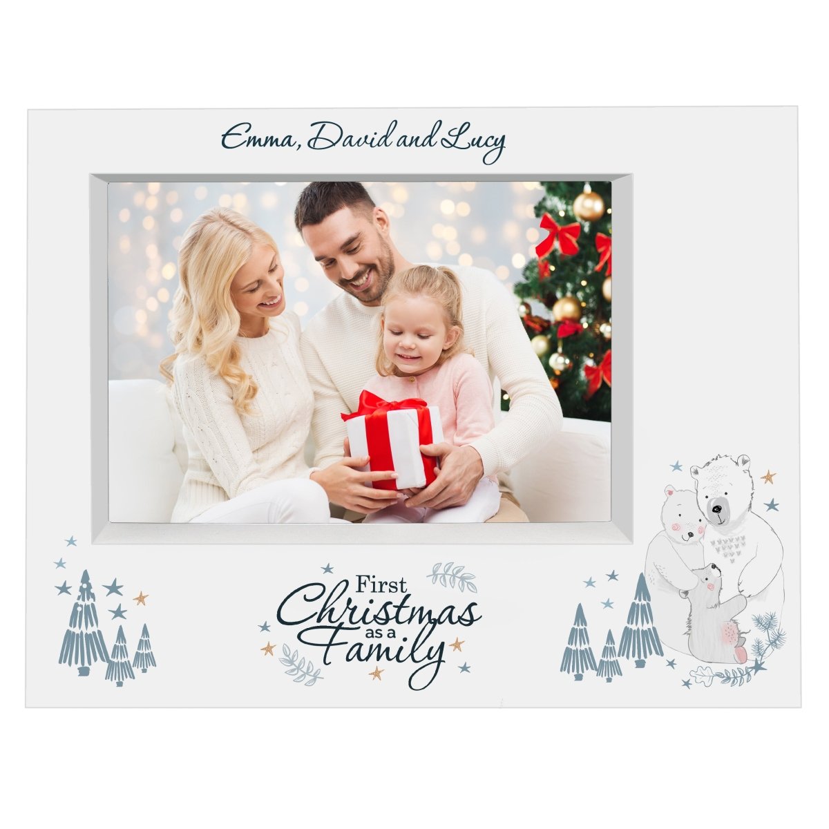 Personalised Polar Bear '1st Christmas As A Family' Frame - I Want That Present