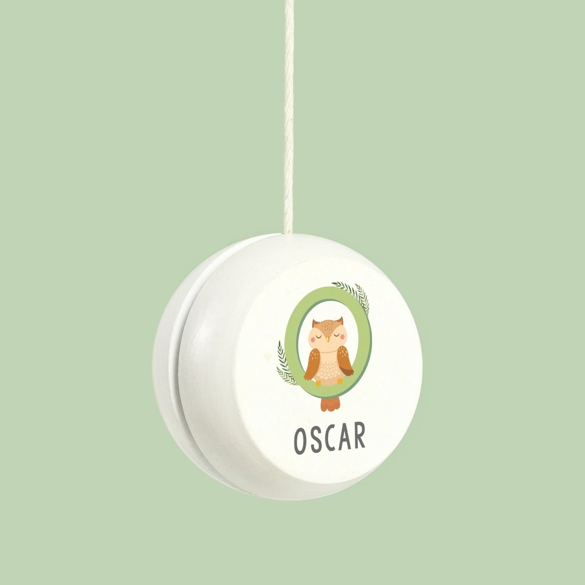 Personalised Animal Alphabet White Wooden Yoyo - I Want That Present